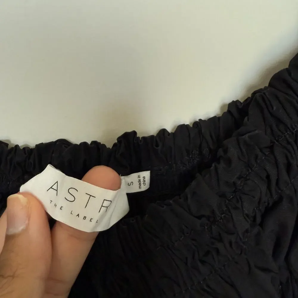 ASTR The Label Women Savina Top S Black Puff Bubble Sleeve Square Neck Whimsical